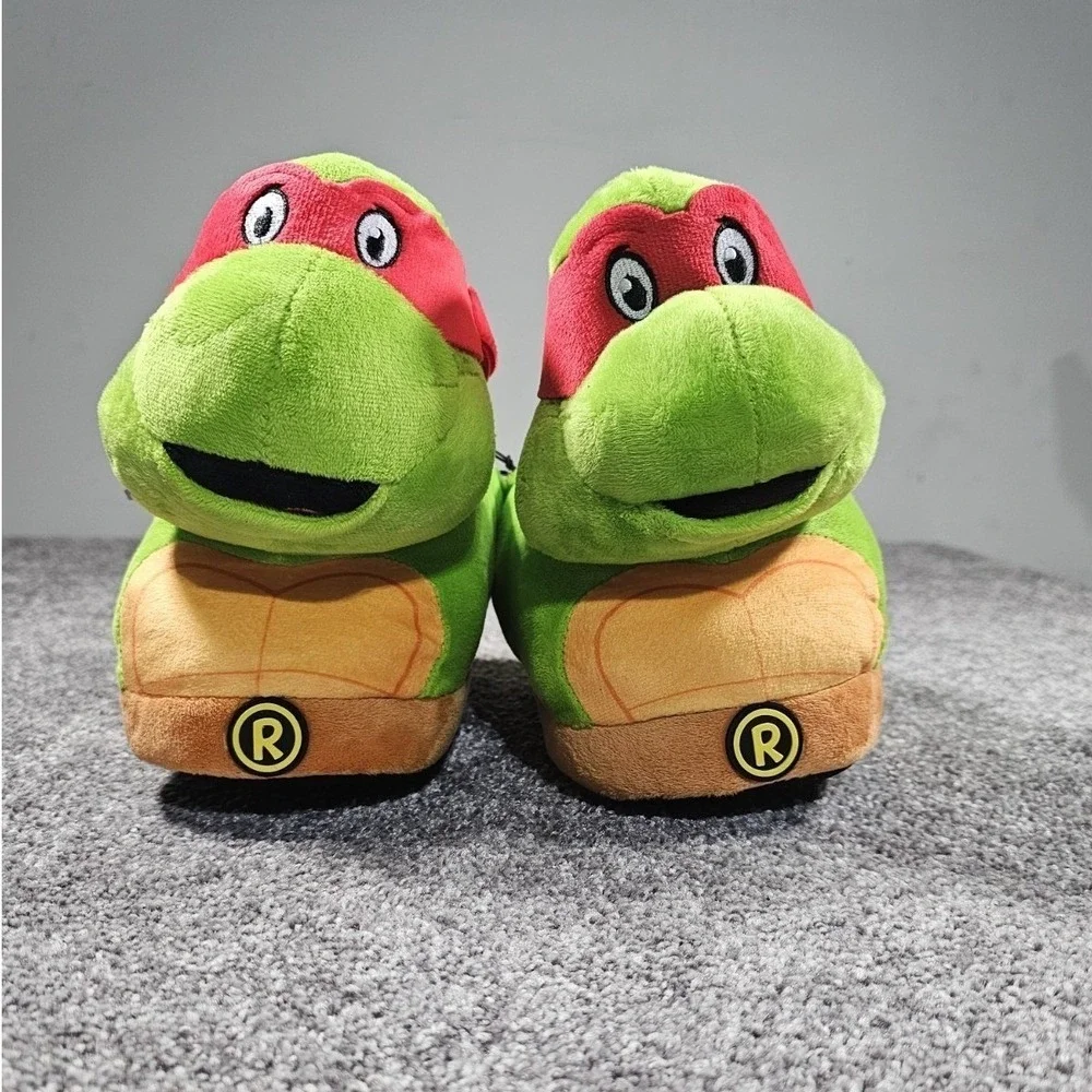Nickelodeon 3D TMNT Raphael Slippers Unisex Kids Size 4 Green Red Plush